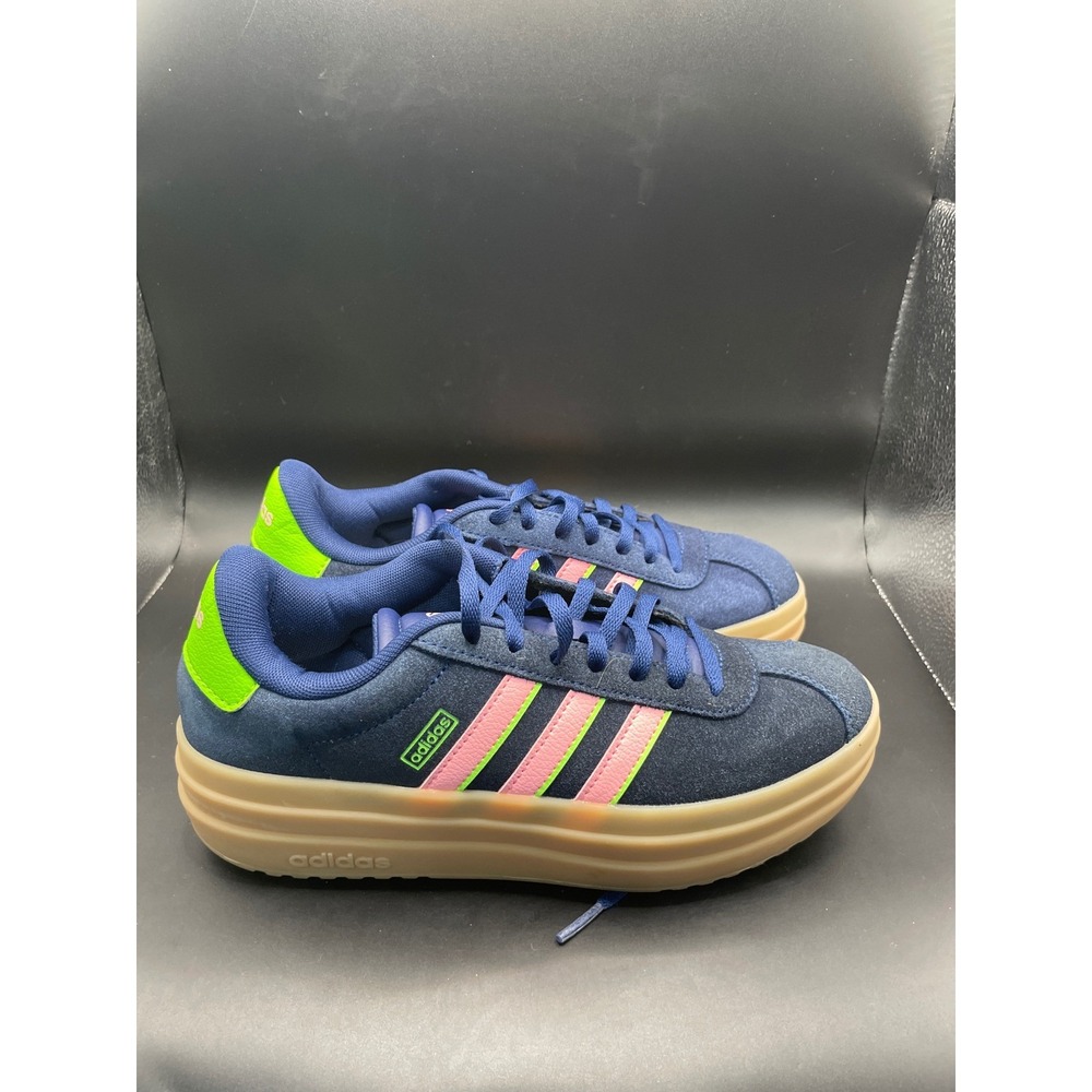 Adidas VL Court Bold Navy Blue Pink Lime Green Platform Suede Sneakers JI0483 6